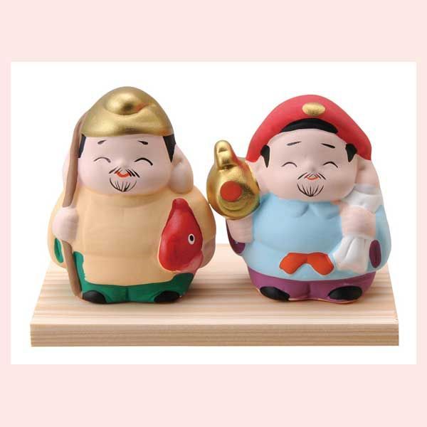 美品　年代物　陶器　恵比寿さま　縁起物　置物　　オブジェ アンティーク恵比寿様置物 明治大正の縁起物