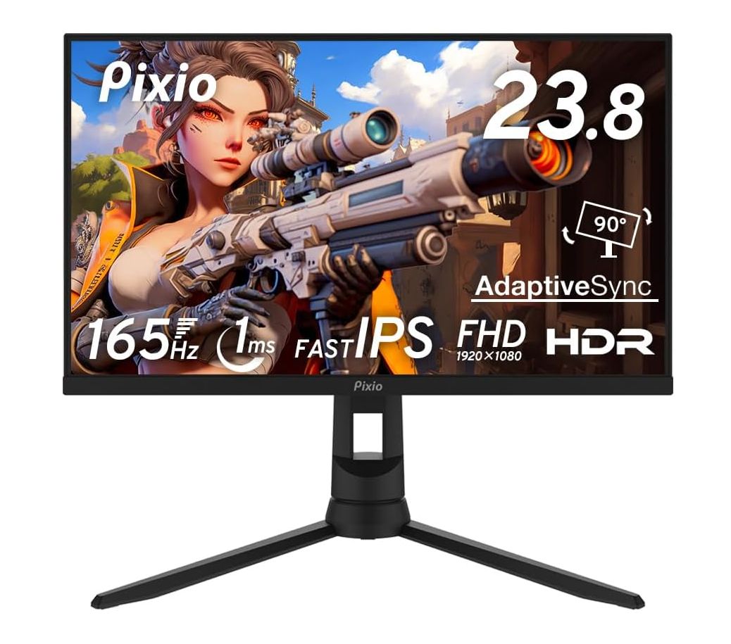 Pixio PX248PRO ゲーミングモニター 24インチ FHD Fast IPS 165Hz 1ms スピーカー内蔵 高さ調整 縦置き