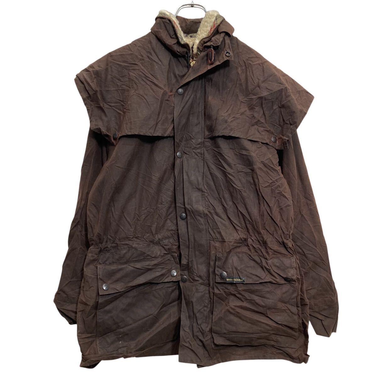 OUTBACK オイルドジャケット M ブラウン 裏地チェック 裏起毛 古着卸 アメリカ仕入 a701-6837
