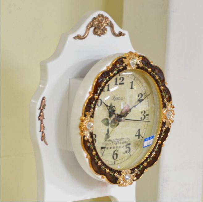 値引きしました！ ロココ調 お姫様 無音 置時計 ホワイト 白 振り子