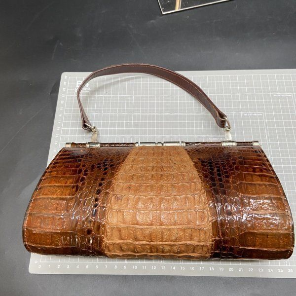 R268 美品 ワニ革 ハンドバッグ クロコダイルレザー