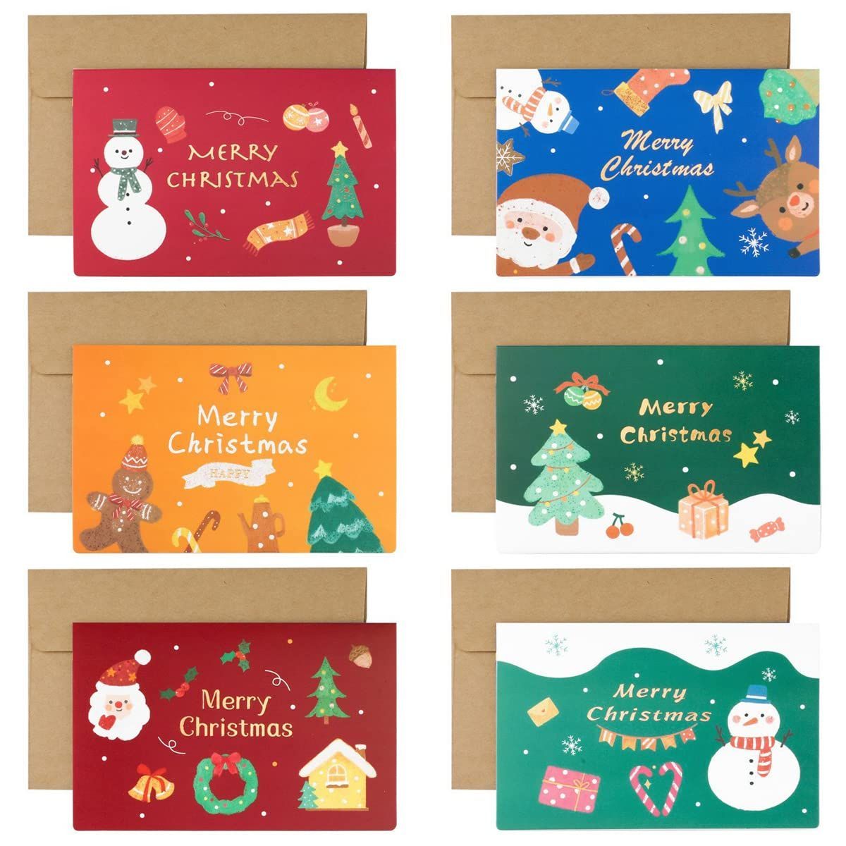 クリスマスカード メッセージカード 6デザイン グリーティングカード