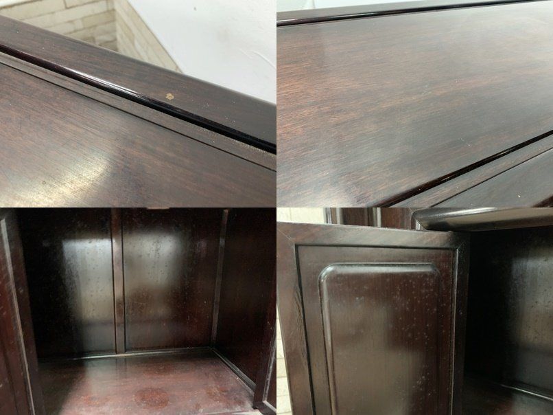 紫檀 茶箪笥 違い棚 飾り棚 和家具 茶棚 昭和レトロ 収納 木製 家具 和