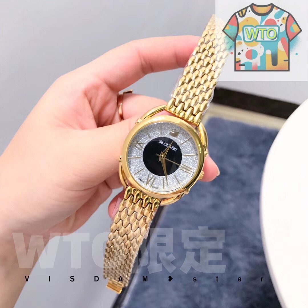 SWAROVSKI ブラック ゴールド 腕時計 スワロフスキーメタールローズゴールド 腕時計 - メルカリ