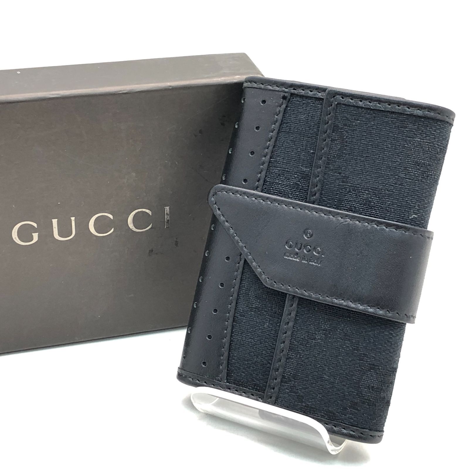 美品 GUCCI GGキャンバス 6連 キーケース キャンバス レザー ブラック