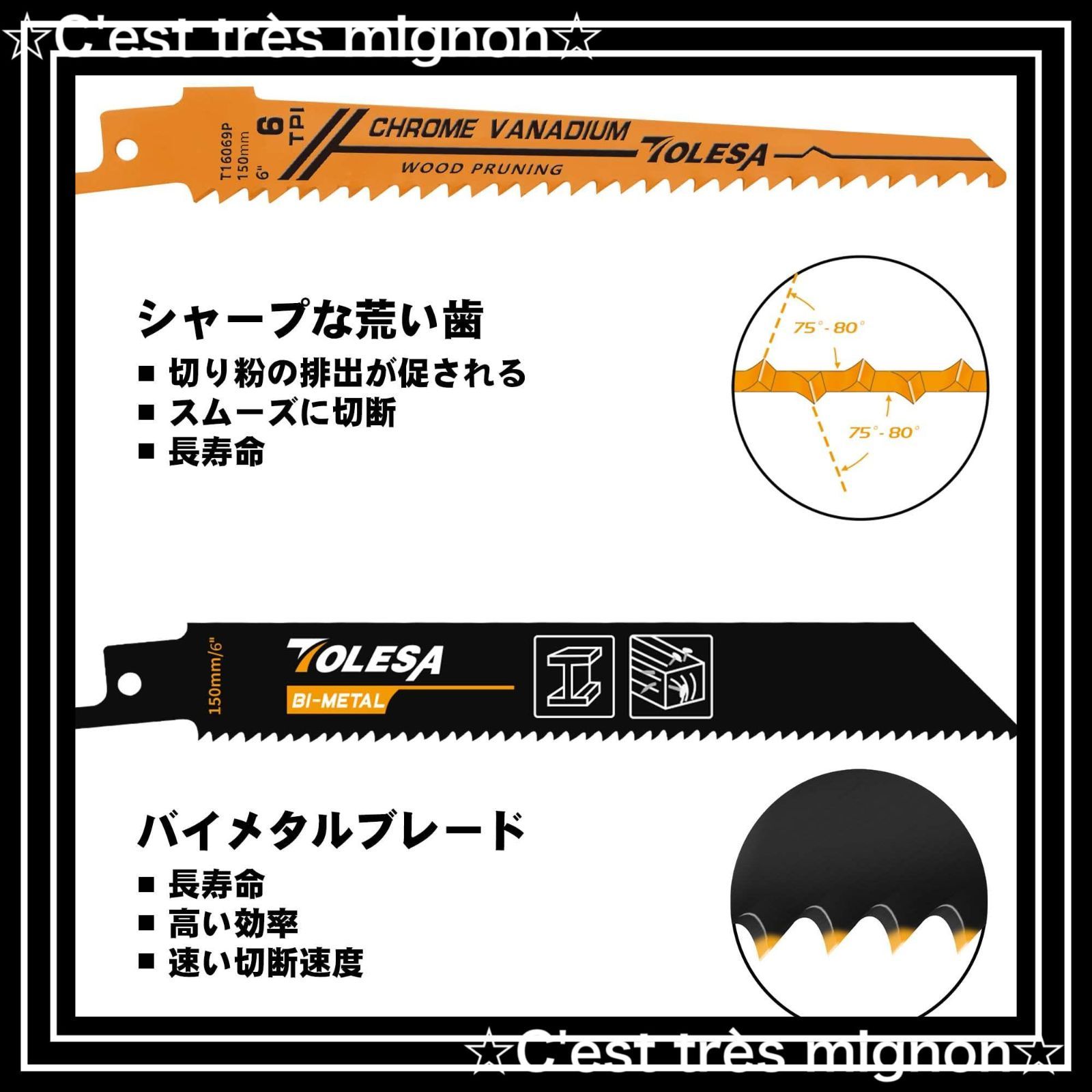 1点限り】金属＆木工 レシプロソーブレード 枝打ち バイメタル セーバーソーブレード 替え刃セット レシプロソー替刃 収納ケース付き TOLESA  10本入れ - メルカリ