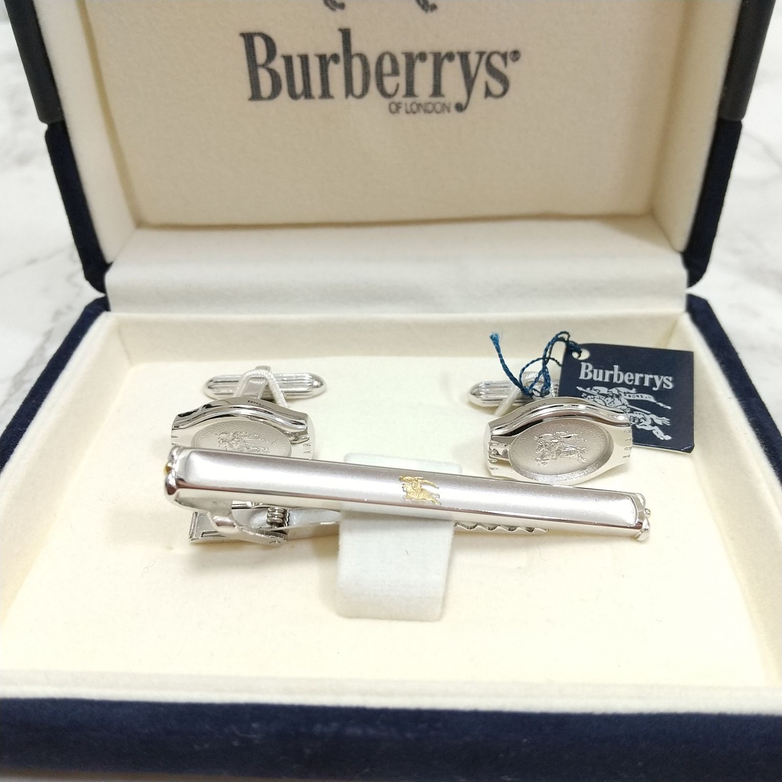 美品 バーバリー Burberry ホースロゴ ネクタイピン カフス