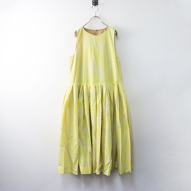 ヴェリテクール Veritecoeur VC-2505B リバーシブルノースリーブワンピース F イエロー ベージュ ギンガムチェック 2400014641479