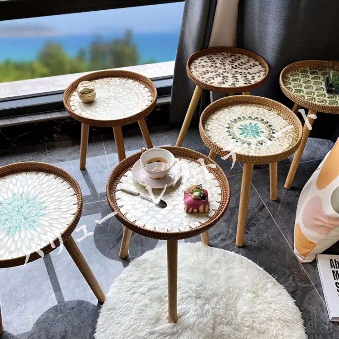 サイドテーブル ノルディック スタイル ラタン 手作り 軽量 高品質