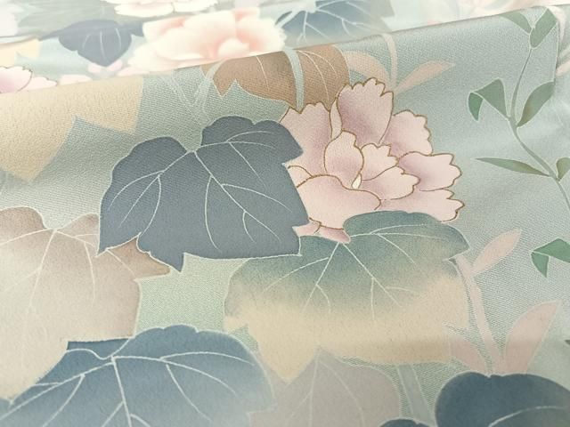 平和屋着物○訪問着 友禅 作家物 草花文 暈し染め 正絹 逸品