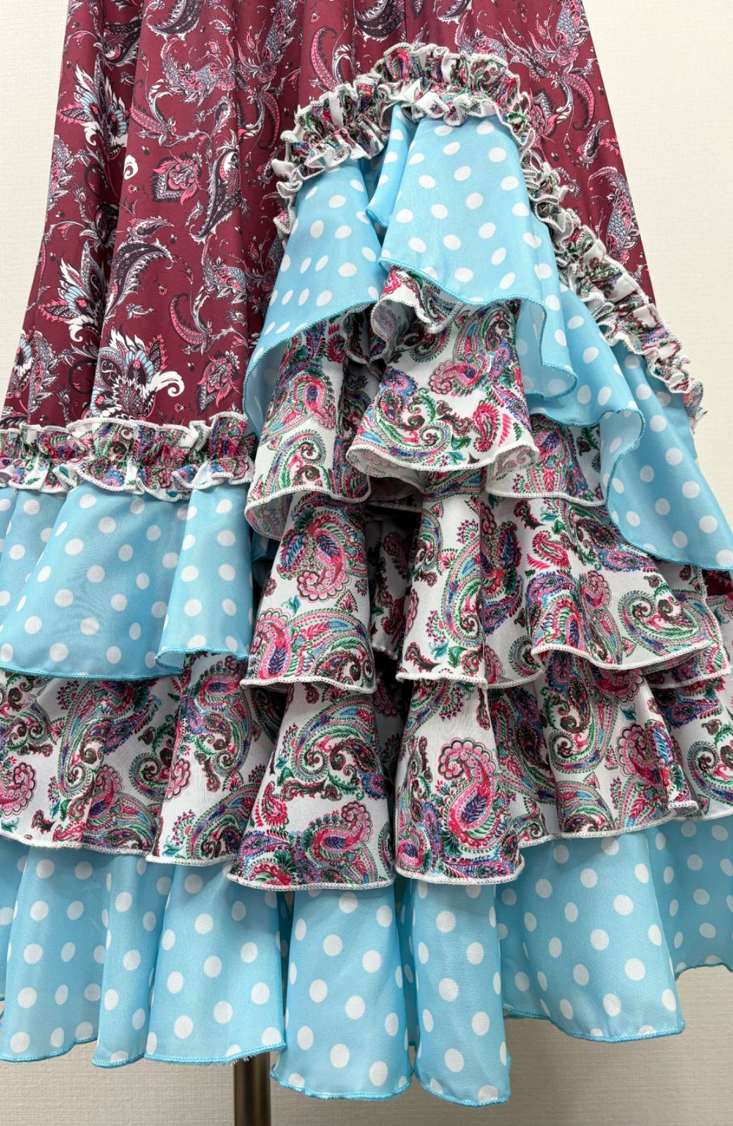 新品》フラメンコ ファルダ ワイン 社交ダンス ロングスカート