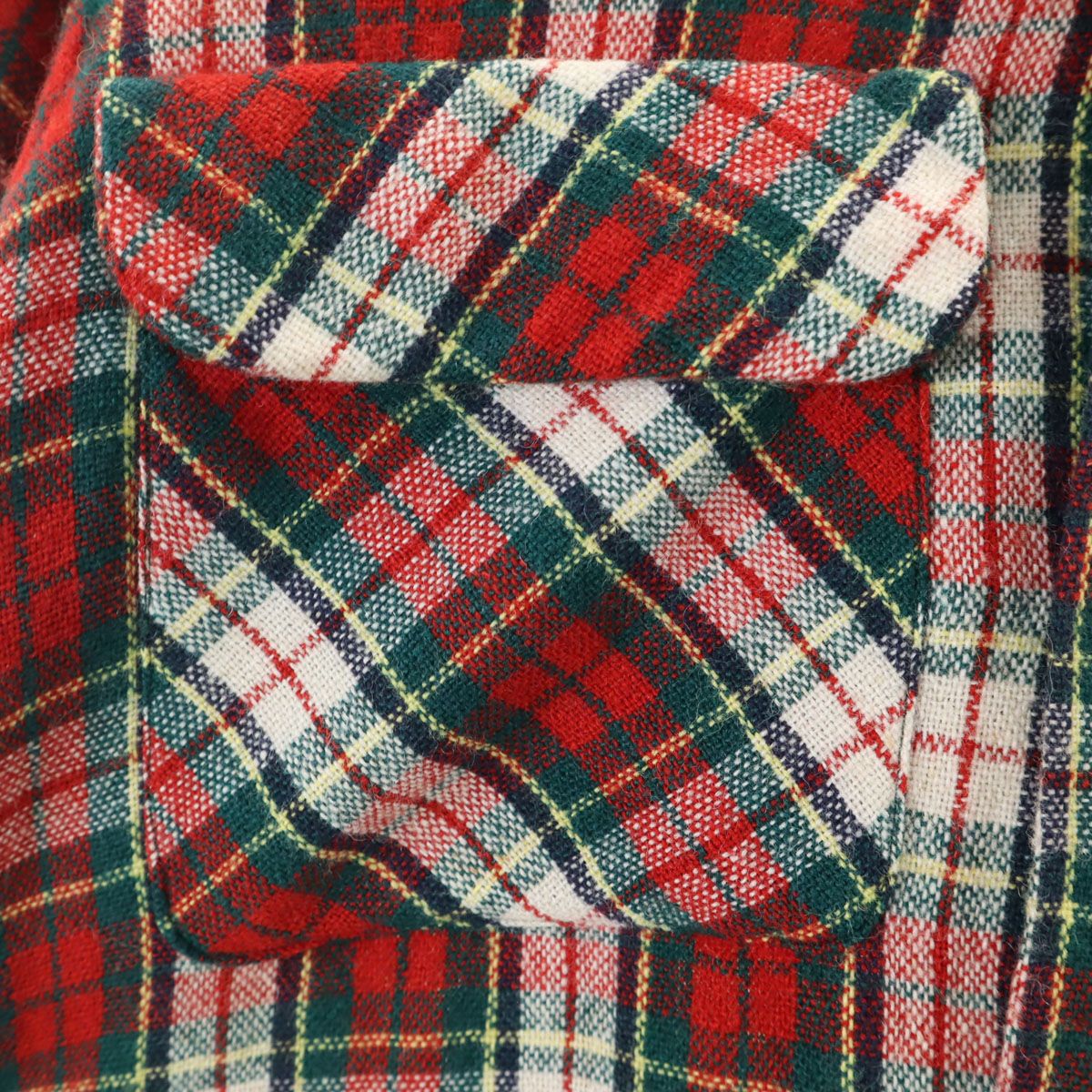 ENSENADA 50s ヴィンテージ チェック柄 長袖 ウールシャツ S レッド メンズ ENSENADA 50s ヴィンテージ チェック柄 長袖 ウールシャツ S レッド