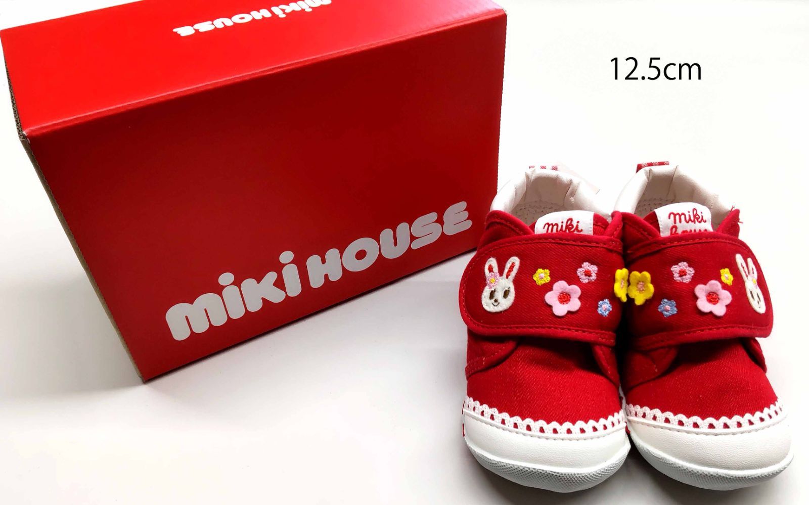 ミキハウス mikihouse フラワーうさこ ファーストデニムベビーシューズ 正規品】ミキハウス フラワーうさこ♪ファーストデニムベビー