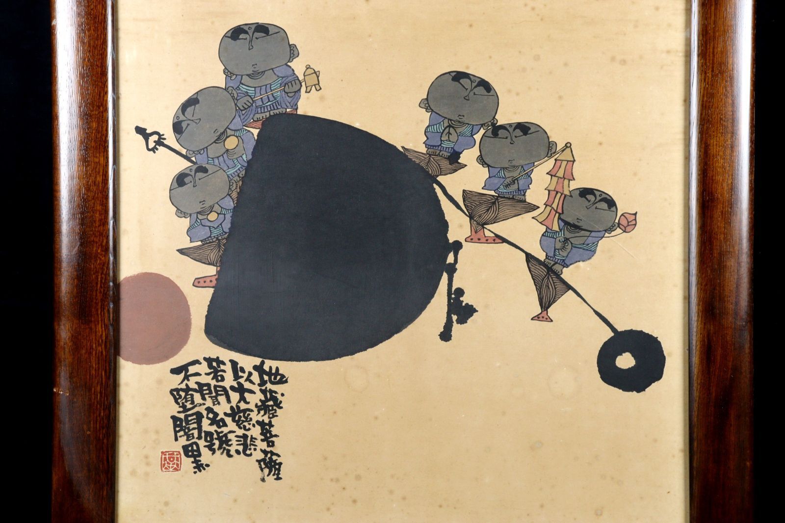 真作/芸州藩士/熊谷直彦/雪景山水人物馬図/大幅/布袋屋掛軸HH-2