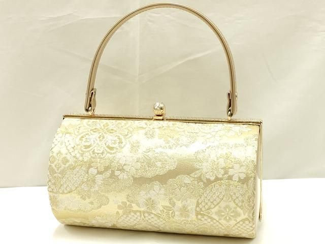 和装用バッグ アイボリー 円形模様 平和屋着物▽和装小物 和装バッグ2点セット ハンドバッグ 振袖用