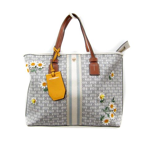 トリーバーチ TORY BURCH ジェミニリンク トートバッグ ショルダーバッグ 2way PVC 総柄 花柄刺繍 ライトグレー 白  10011011 /SY4 □GY04 - メルカリ