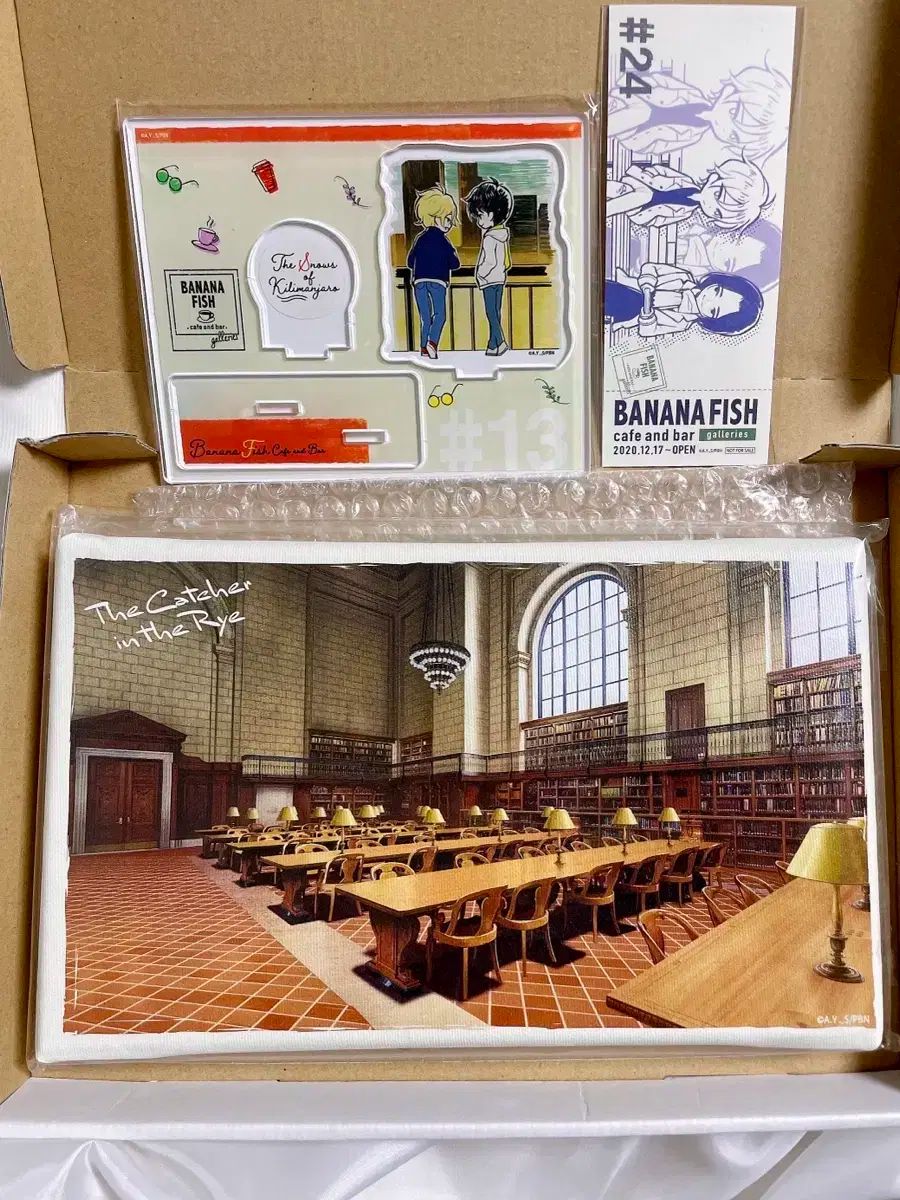 バナナフィッシュ カフェ 図書館 キャンバスアート アクリル 灰 年齢