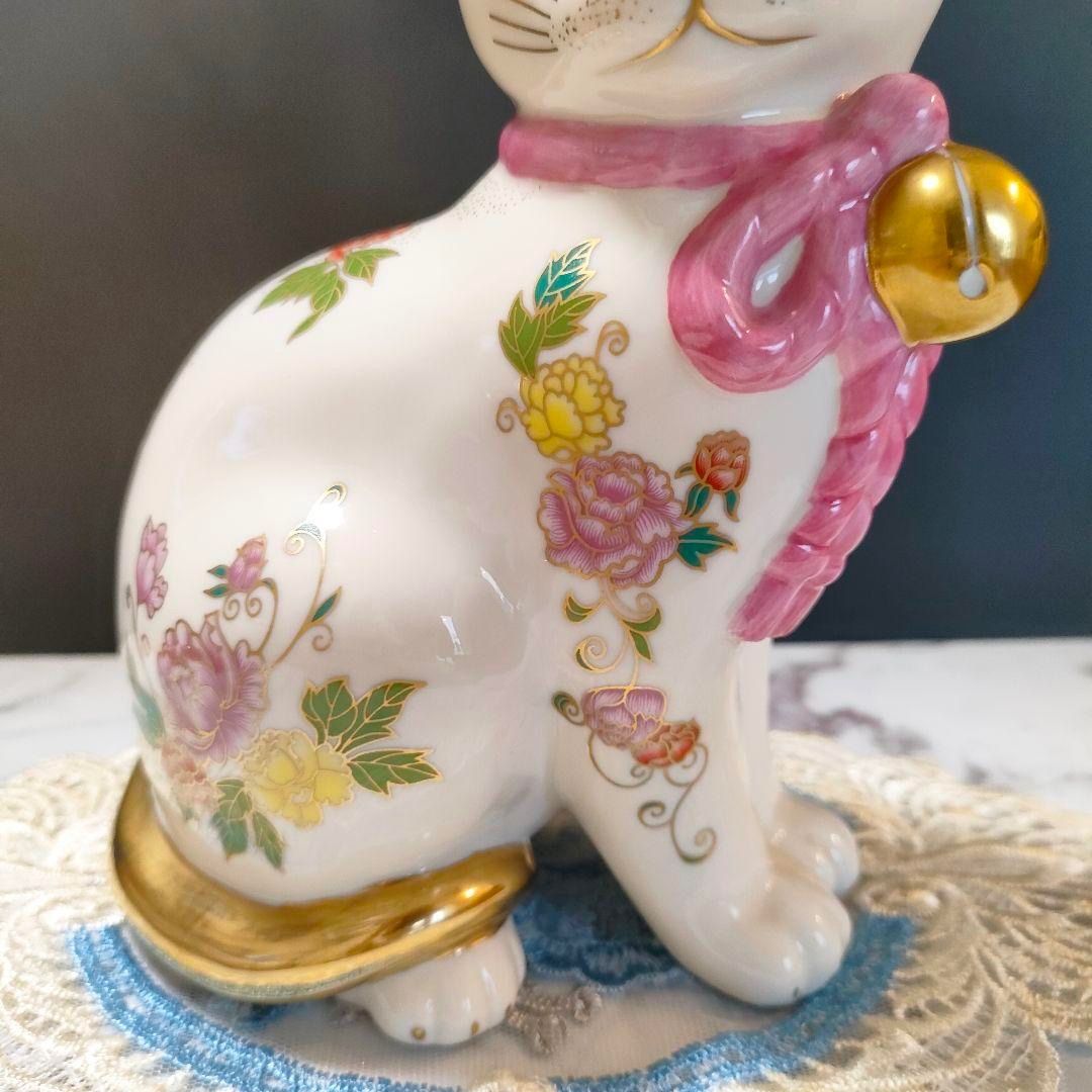 フランクリンミント フィギュリン 猫 陶器 Cat 置物 美品 花 陶器 置物 - インテリア雑貨