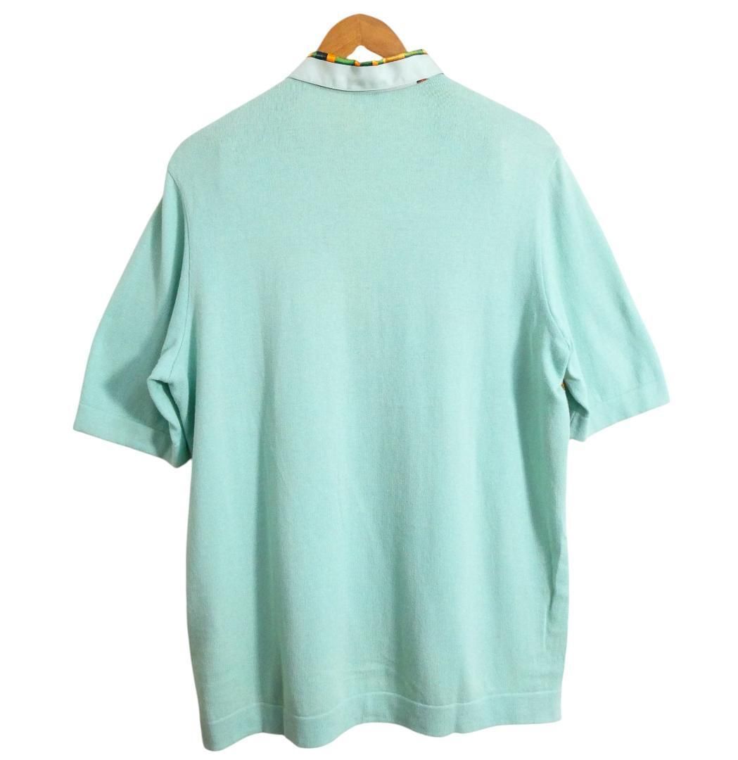 美品 HERMES エルメス サイズL シルク切り替え カシミヤ混 総柄 ハーフ