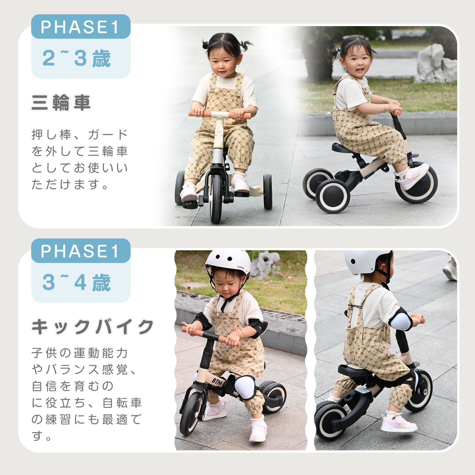 【新品未使用 未開封】BTM 三輪車 手押し車 5in1 セーフティガード付き BTM 子供用三輪車 5in1 セーフティーガード&ベルト付き 二重保護