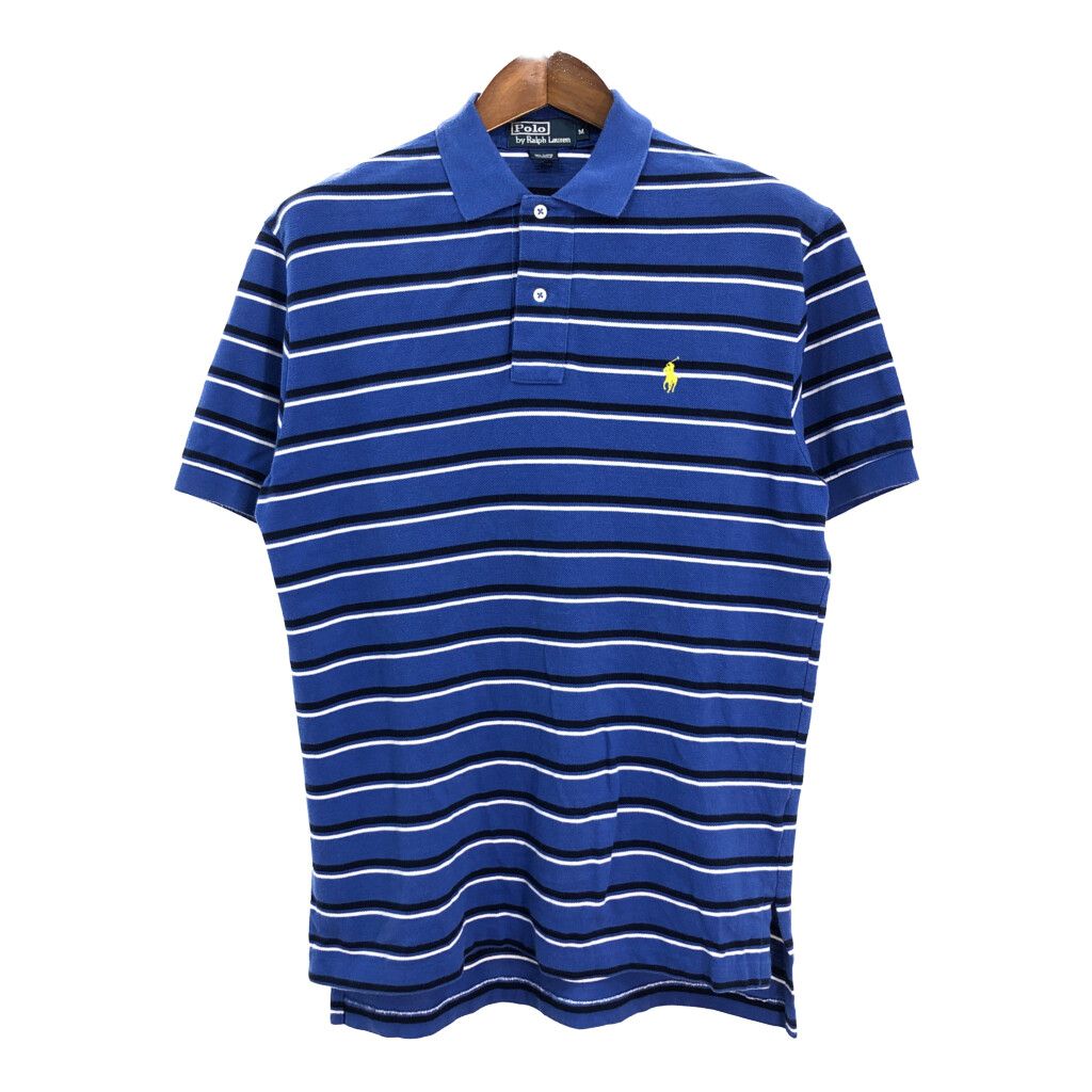 Polo by Ralph Lauren ポロ ラルフローレン ポロシャツ ボーダー ブルー (メンズ M) 中古 古着 R5567