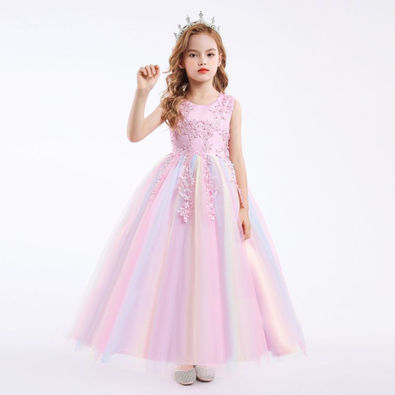 ドレス ロングドレス 子供キッズ 子供 ドレス パーティードレス 子供 キッズ 花刺繍 タップリ 結婚式/発表会/入園式/七五三/花童 ドレス パーティドレス べアトップ 発表会 ドレス　120-160CM ka