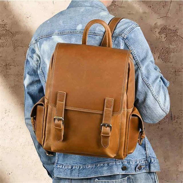 メンズ ファッション オシャレ アイテム 小物 レトロ クホースレザー 第一層 牛革 バックパック レディース コンピュータ PC バッグ 旅行 革 バックパック フラップ