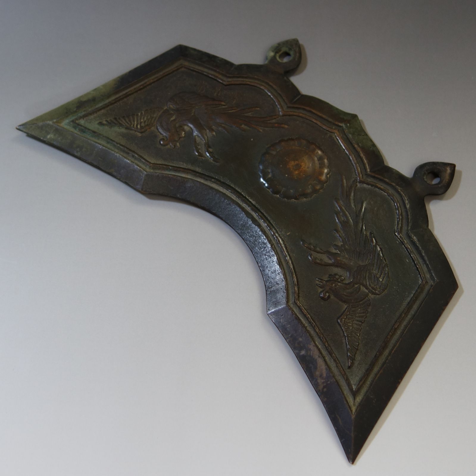 仏教美術 銅鋳造 鳳凰文 磬 在寺銘 仏具 法具 荘厳具 骨董 古美術 Hb25052601