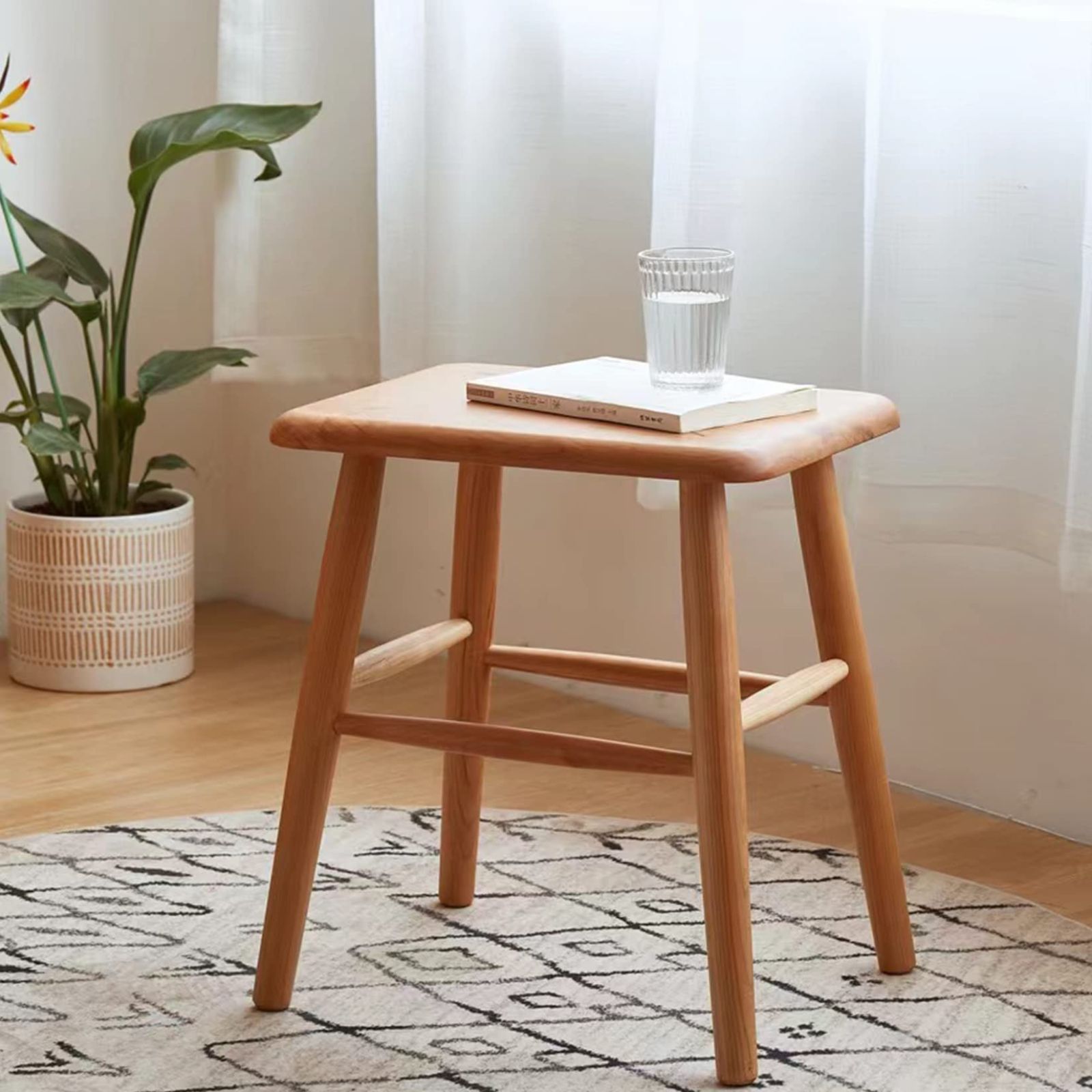 新着商品】MU RONG スツール 木製 椅子 幅40cm×奥行30cm×高さ45cm ...