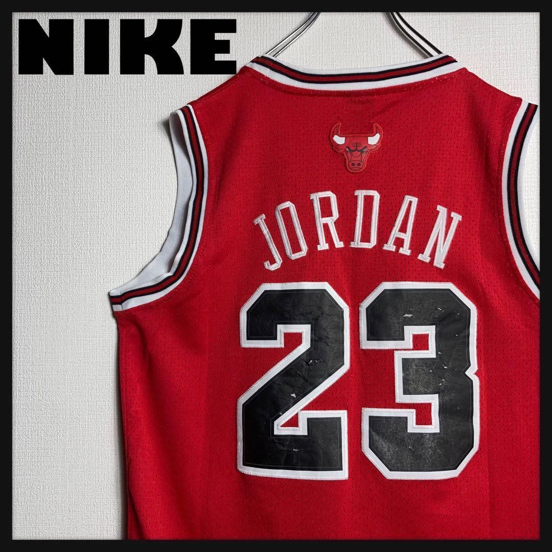 90s NIKE ゲームシャツ BULLS ジョーダン NBA タンクトップ L