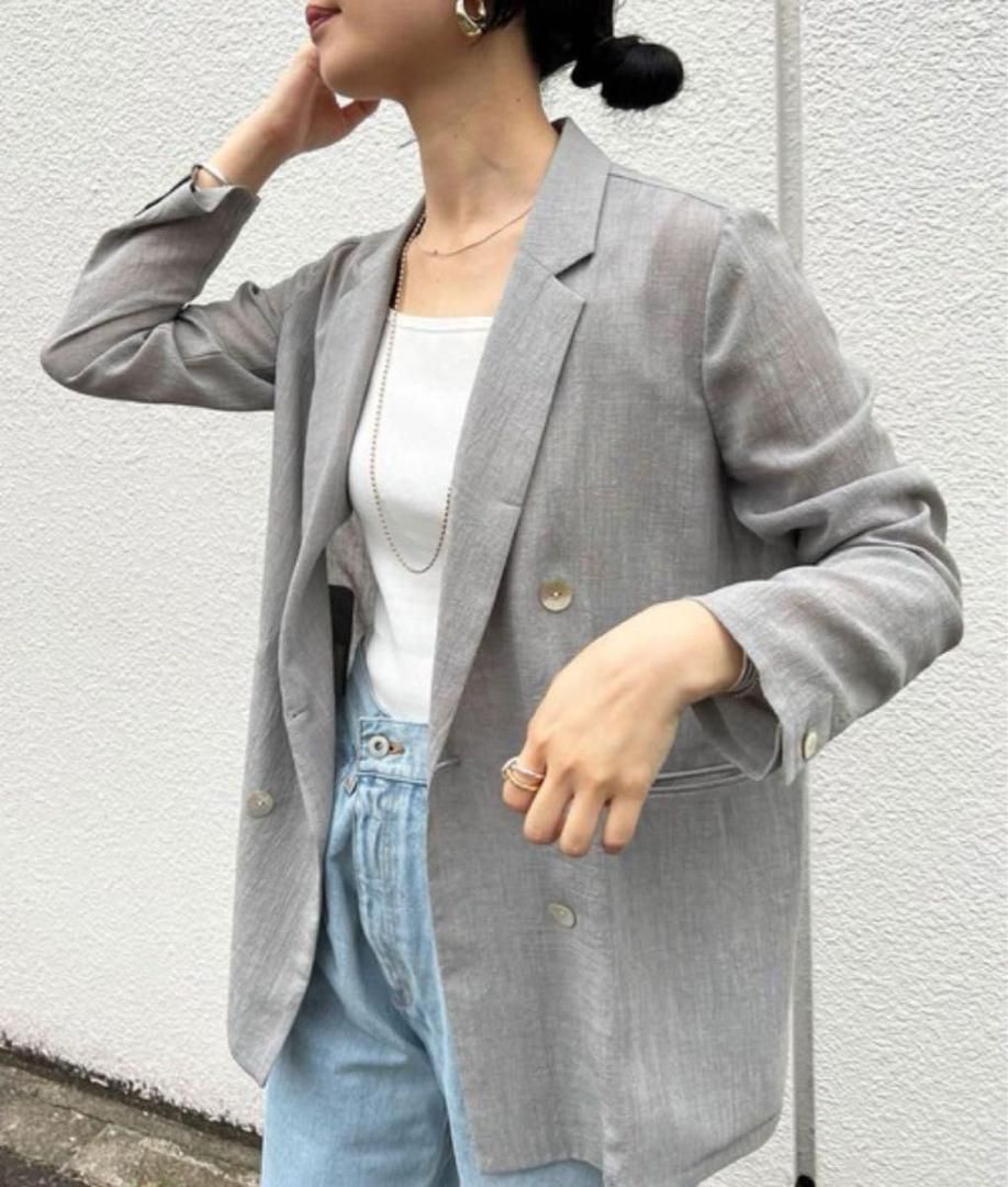 美品【SHENERY】シアーダブルジャケット（グレー/Fサイズ※38サイズ相当） 美品【SHENERY】シアーダブルジャケット（グレー/Fサイズ※38サイズ相当