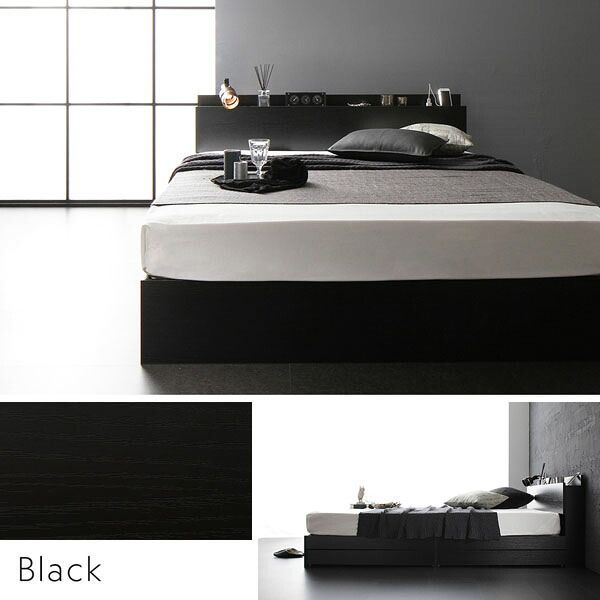 ベッド セミダブル 国産ポケットコイルマットレス付 ハード ホワイト キャスター付き 引き出し収納 ベッド下収納 収納付き コンセント付き 宮付き 宮棚付き 棚付き 頑丈 丈夫 収納ベッド ベ