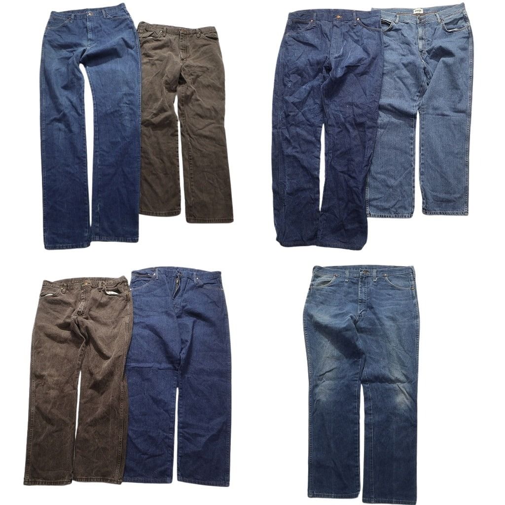 古着卸 Wrangler ラングラー デニム パンツ 7枚セット メンズ W36 |W38 インディゴブルー ブラック 古着 NA7161