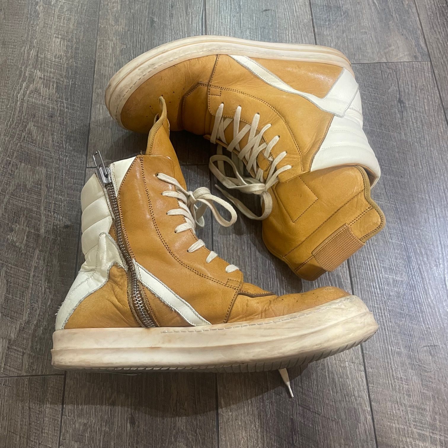 Rick Owens レザー ジオバスケット スニーカー 3435 リックオウエンス