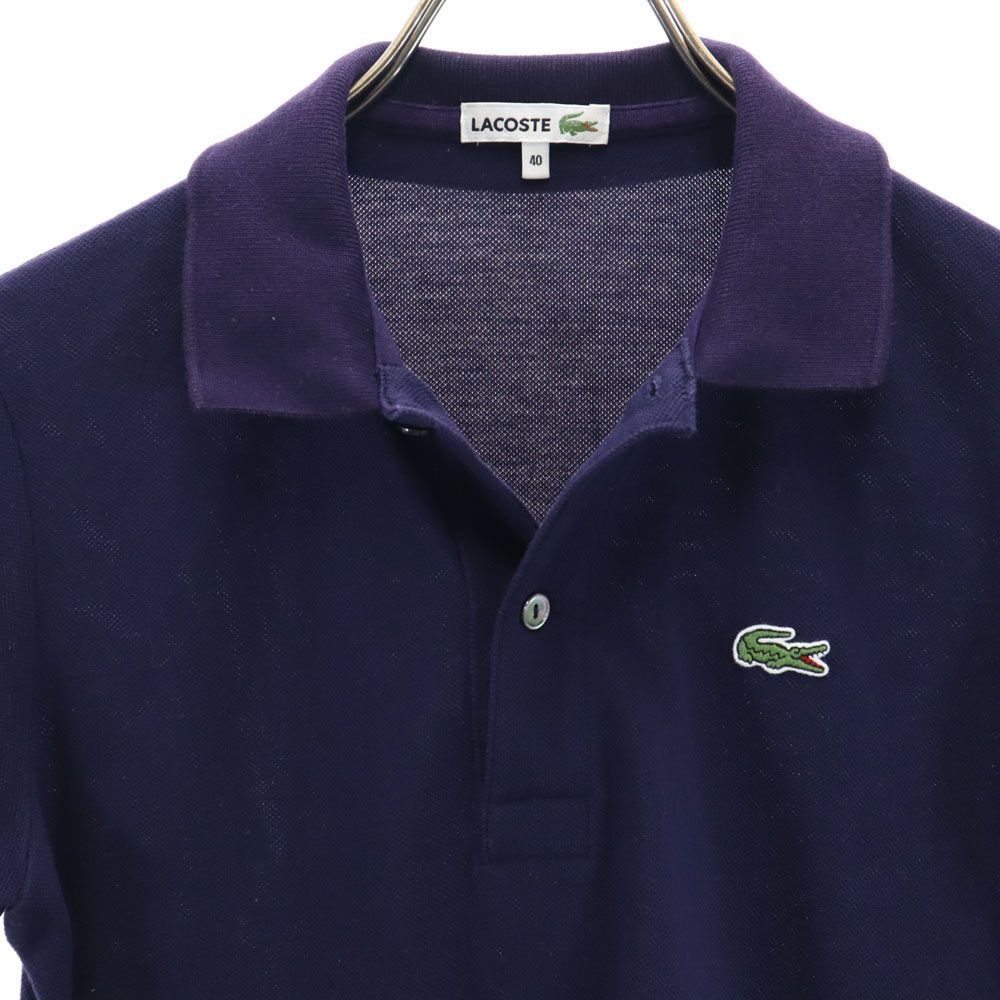 ラコステ 日本製 半袖 ポロシャツ 40 ネイビー LACOSTE 鹿の子