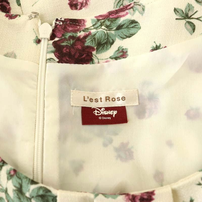 レストローズ L'EST ROSE 花柄 裾フリル ワンピース ミニ 半袖 2
