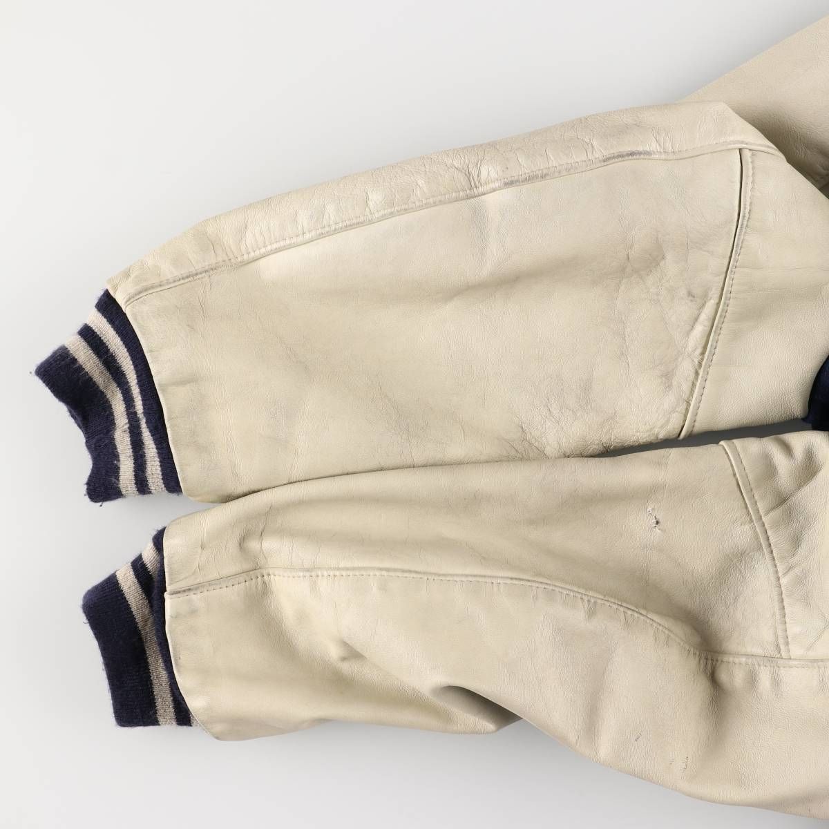 古着 80年代 ショット SCHOTT 袖革ウールボタンスタジャン バーシティ  