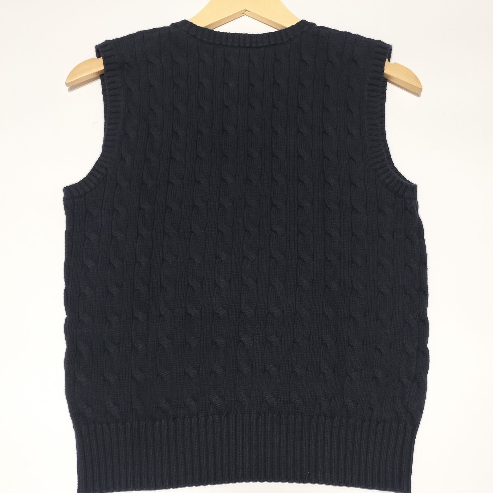 新品タグ付き ポロラルフローレン ケーブルニットベスト 綿 ロゴ刺繍 XL 美品】【現行】POLO RALPH LAUREN ケーブルニット ベスト QR