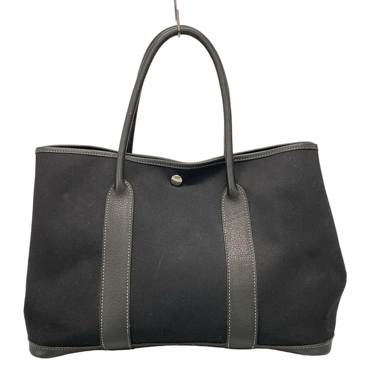 HERMES エルメス トートバッグ ガーデンパーティPM 黒 レザー