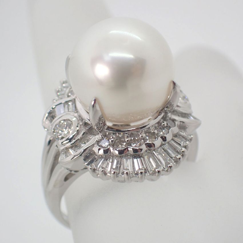 Pt900 南洋真珠ダイヤモンド指輪 - アクセサリー