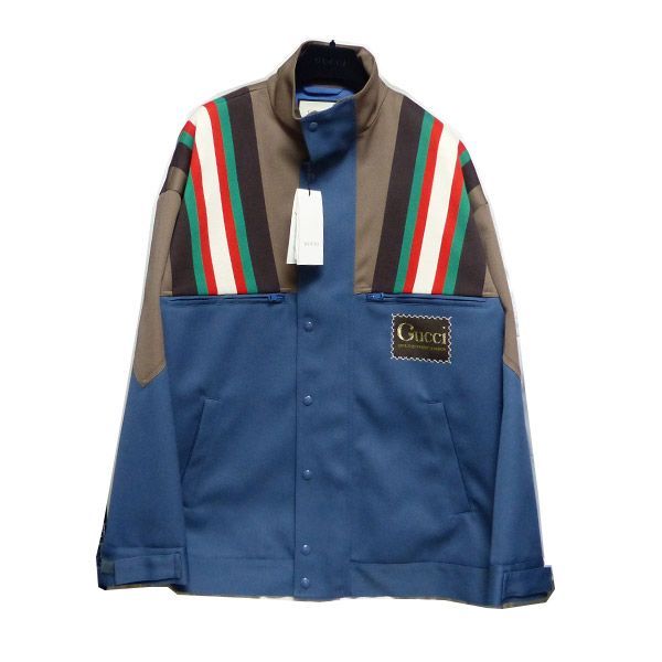 【新品】GUCCI　ロゴ　ワッペン　ブルゾン　ネイビー　ブラウン　50