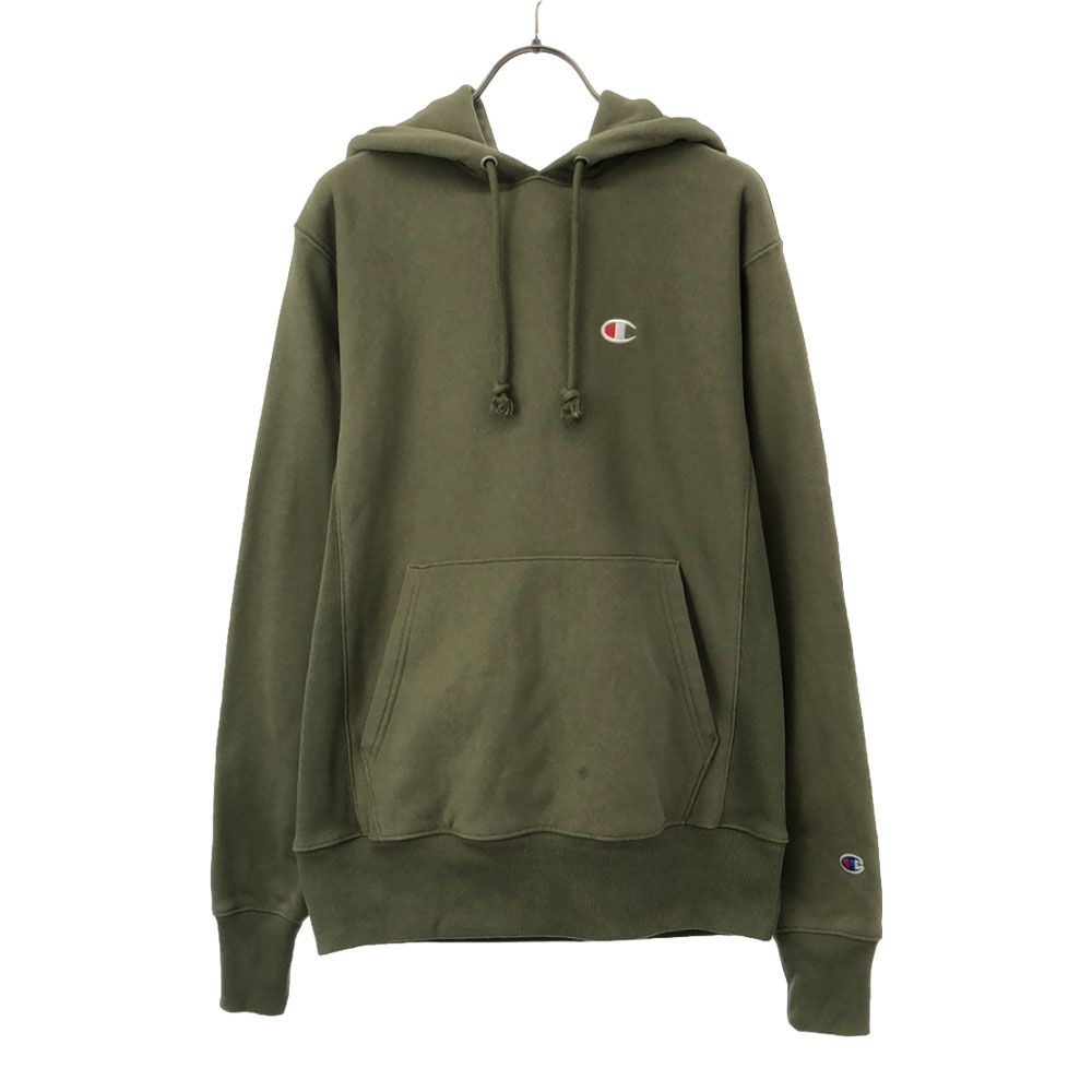 チャンピオン REVERSE WEAVE 長袖 スウェットパーカー L カーキ Champion 裏起毛 メンズ
