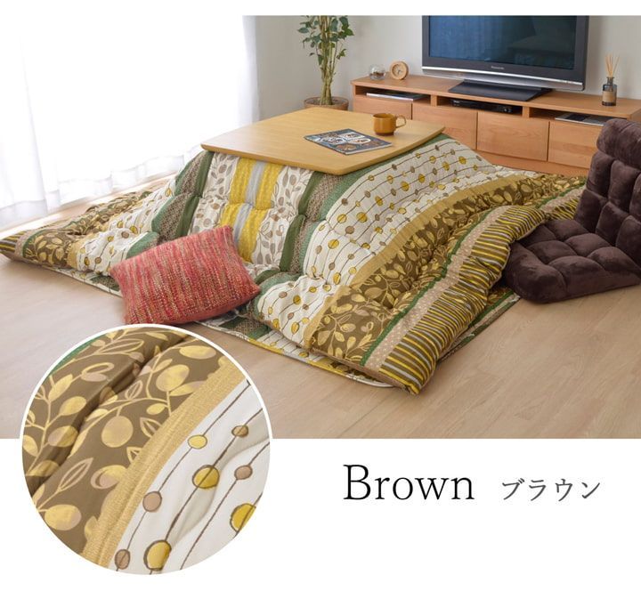 こたつ布団 約200×200cm 日本製 シェニール カラフル エスニック