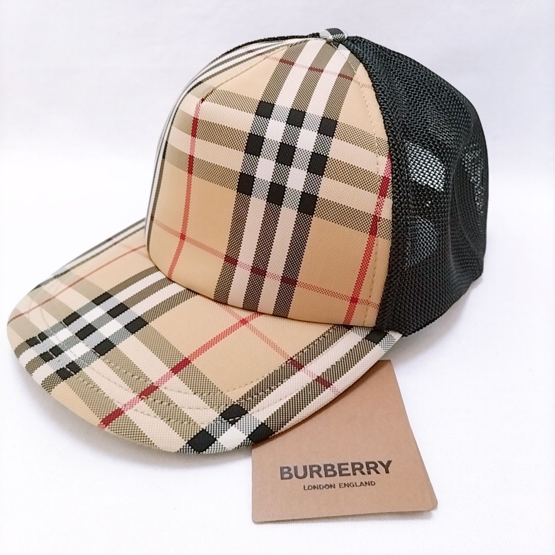 新品未使用】BURBERRY チェック＆メッシュ キャップ 帽子 バーバリー