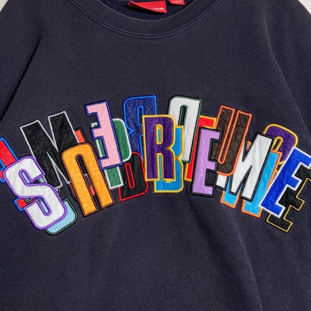 【人気Lサイズ】Supreme ビッグロゴ刺繍 パネルド スウェット トレーナー XLサイズ】SUPREME スウェット 最高ロゴ ビッグロゴ 刺繍 黒