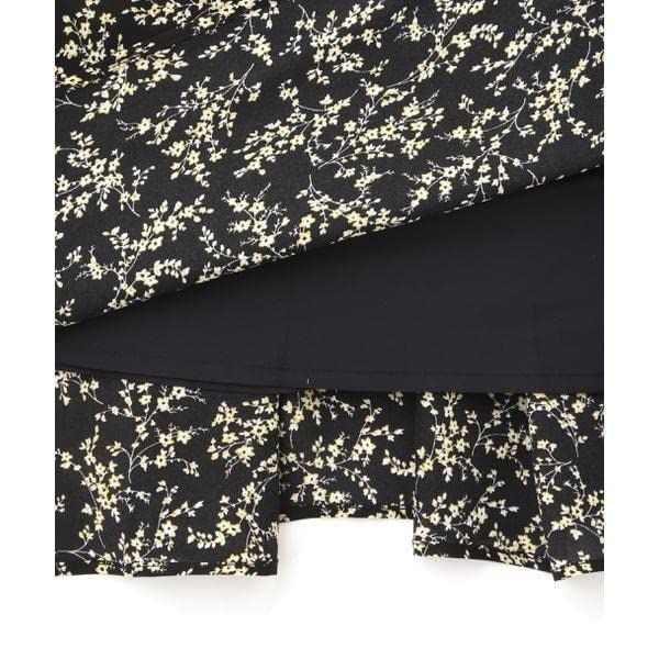 リブ切替フラワープリントワンピース レディース