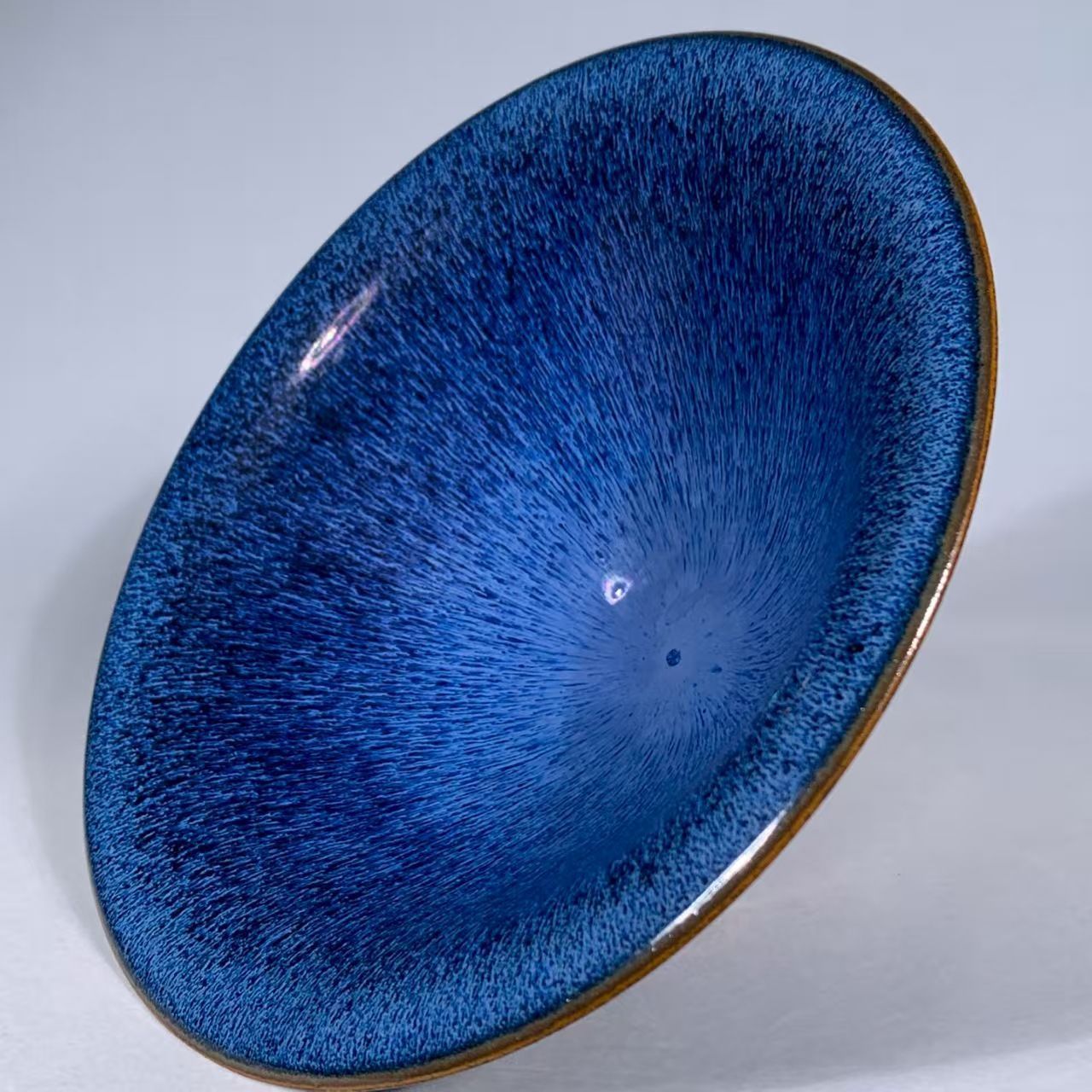 中国　古物　骨董品　碗 藍釉 中国美術 中国時代物.旧蔵.青釉兎毫碗.旧蔵.宋建窯盞.茶碗. 茶道具. 古