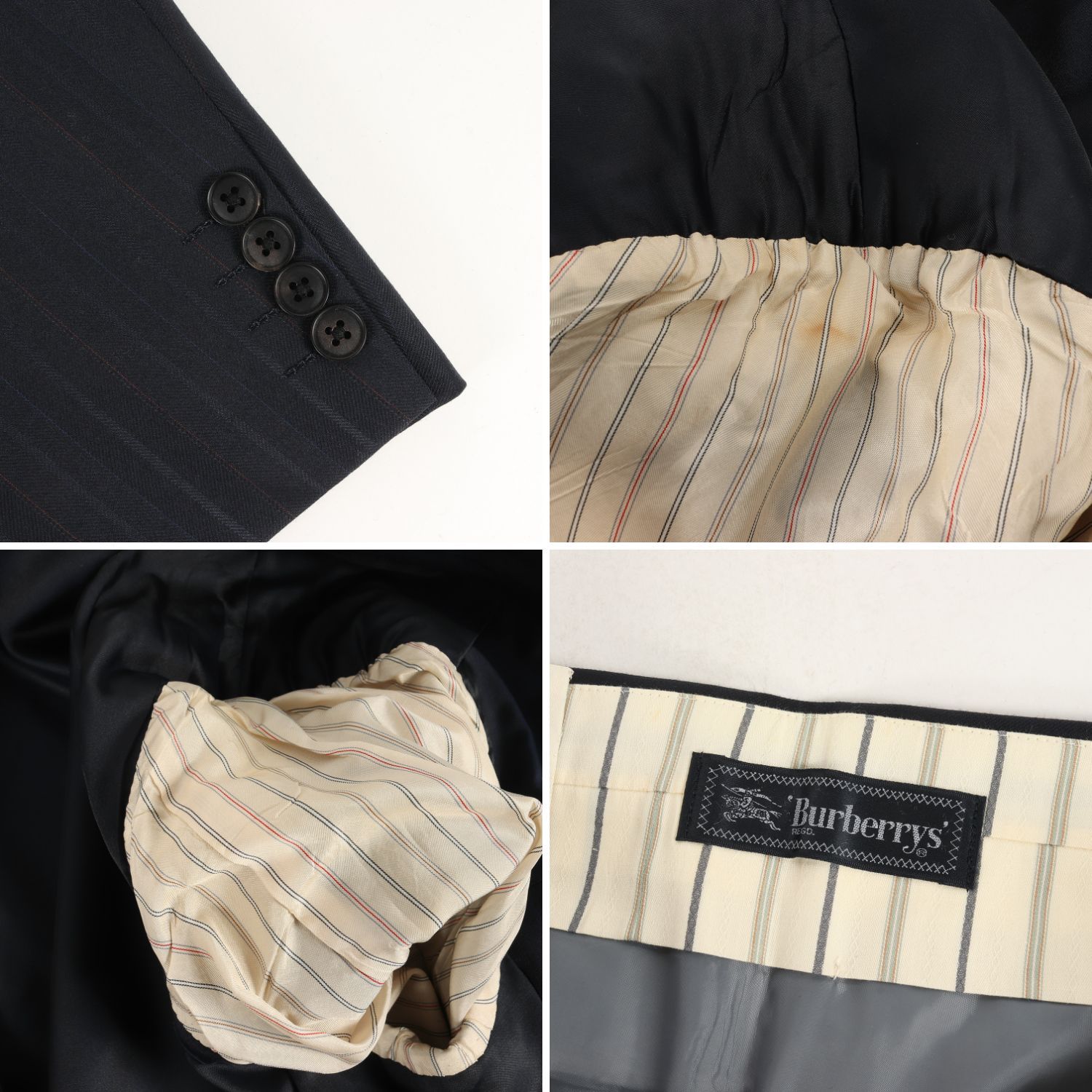 BURBERRY バーバリー 90s マルチストライプ ヘリンボーン ウール 2B 