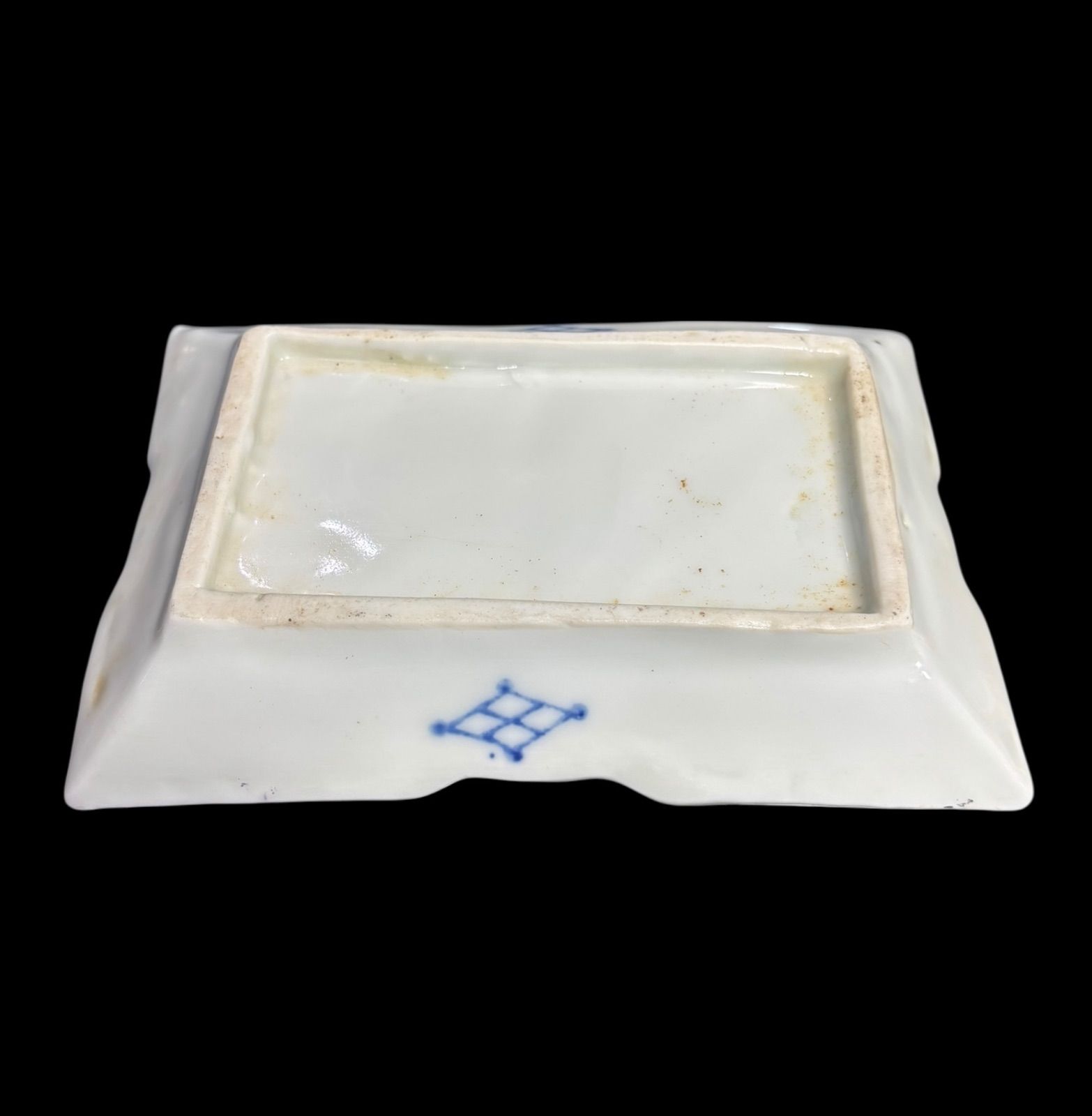四角皿 時代物 珍しい絵柄品 2客セット】色絵 四角皿 鳥山水風景図 時代物 角皿 変形皿 小皿