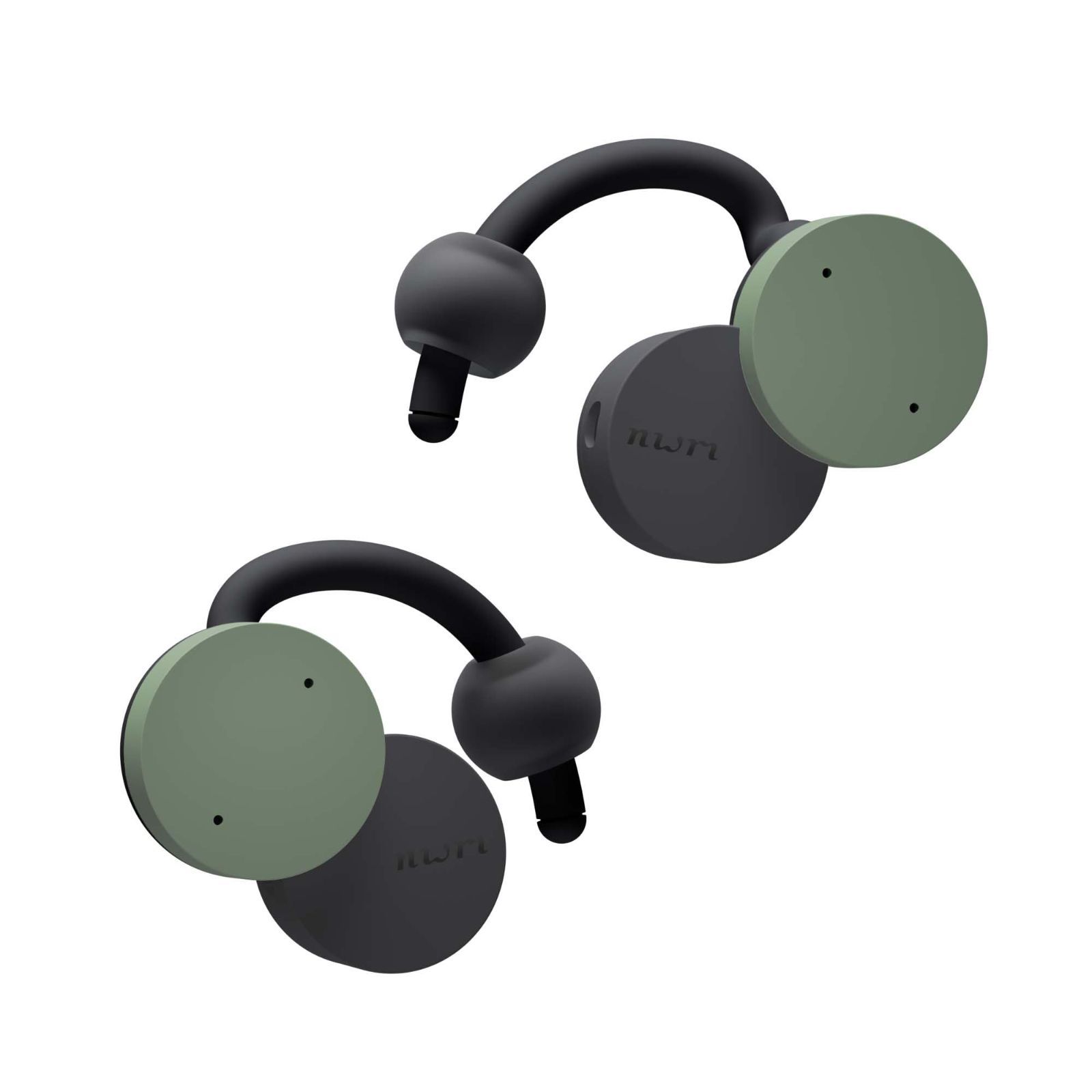 nwm ヌーム ワイヤレス イヤホン オープンイヤー型 nwm DOTS MBE002 耳スピ │ Bluetooth5.3 最大32時間再生 マイク付き 軽量 Type-C 防水 IP54相当 耳をふさがない マルチポイント対応 5色展開 モスグリー